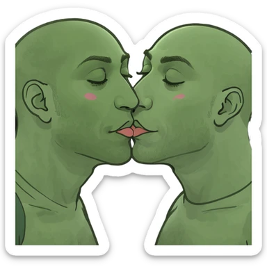 two men kissing each other on the cheek sticker