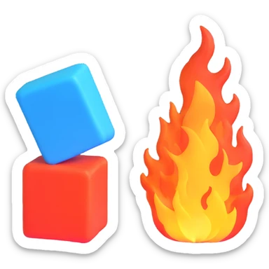 fire and ice cube side by side, symbolizing hot but cold sticker