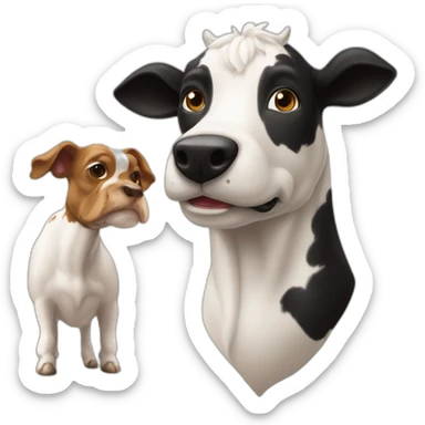 Une vache mélangé a un chien sticker