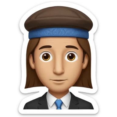 Man with a long nose wearing a suit and kippah, he has long brown hair sticker