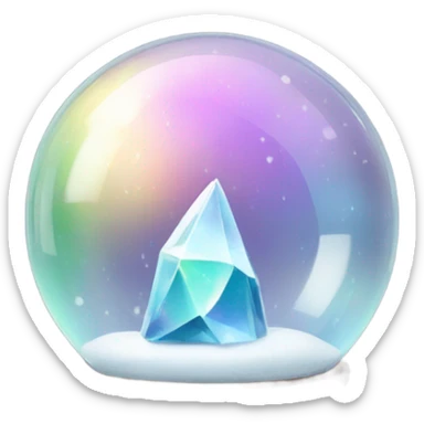 iridescent crystal in snow ball sticker