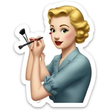 1940’s girl applying makeup  sticker