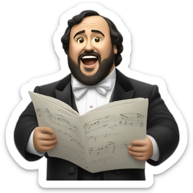 Hyperrealist pavarotti singing sticker