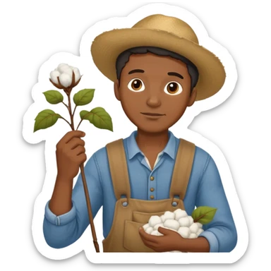 black man with old clothes picking cotton  sticker