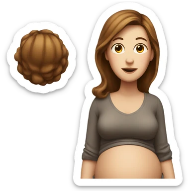 White woman with brown hair pregnant belly sticker