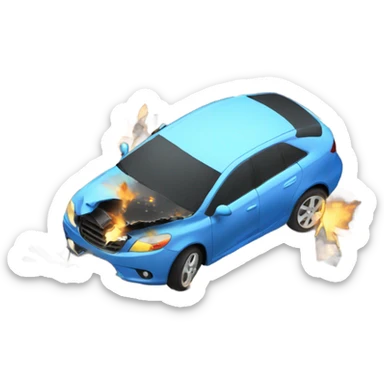 a car crashing into another car sticker