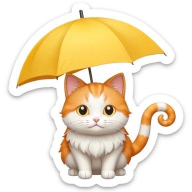 The cat is holding a yellow umbrella. sticker
