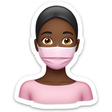 Girl putting on pink facial mask cream sticker