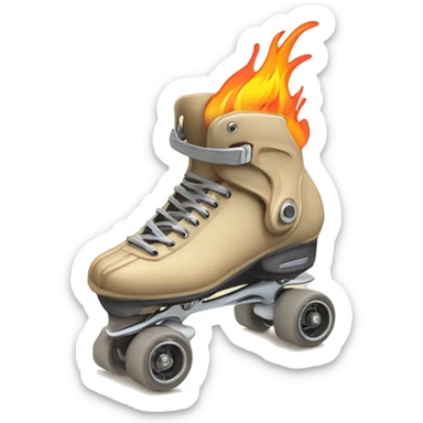 a beige rollerblade inline skate leaving fire traces just from their 3 wheels, just the object itself sticker