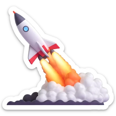 rocket ship blasting off sticker