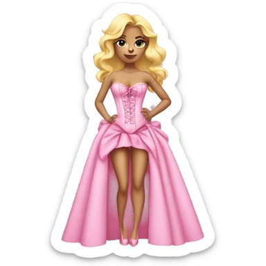 Blonde girl in pink corset dress sticker