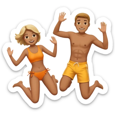 man and woman jumping into pool pool smiling  sticker