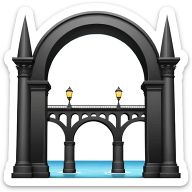 use this bridge. 2 ARCHES side by side, modern LA column in middle, bridge on top of column arch left and right sticker