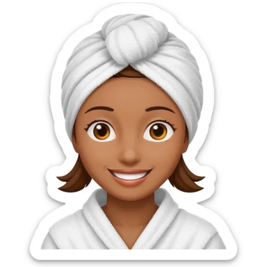 Mujer morena con una toalla en la cabeza  sticker