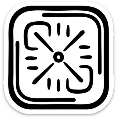 Modern curved CPU processor chip with rounded corners and simple circuit pattern inside. No text, designed as a contemporary app icon sticker