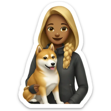 girl with shiba inu outdoors sticker