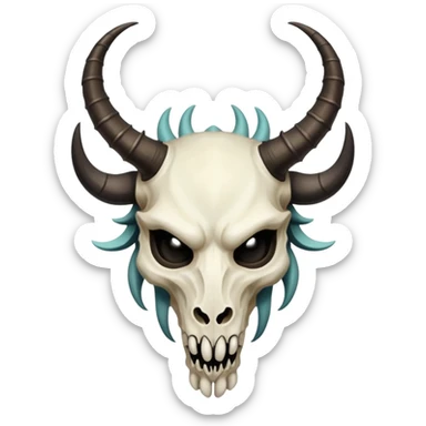 Shiny Dark Edgy  Inteleon-Amaura-Fakémon-hybrid-creature (full body) with a horned animal-skull-mask sticker