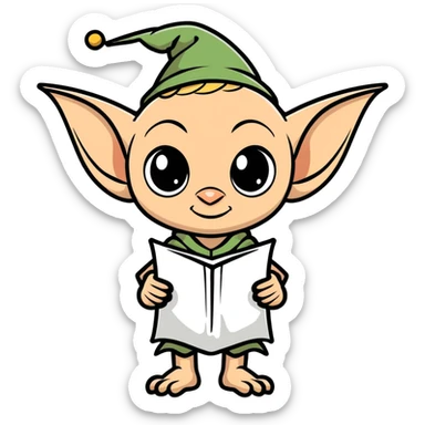 Dobby the house-elf from Harry Potter, cartoonish sticker style sticker