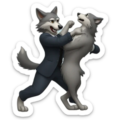 a wolf dancing tango sticker