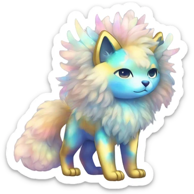 Shiny Sparkly Colorful Fluffy beautiful fantasy Kawaii Ethereal Anthro Sona Fakemon-animal Full Body sticker