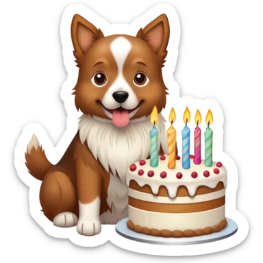 Dog with Birthday cake sticker