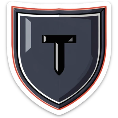 cartoonish sticker of a shield and uzi sticker