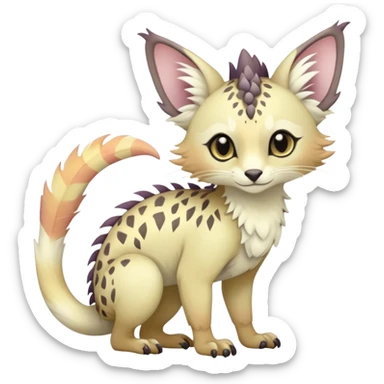 Feral Rare Fantasy pastel tropical Vernid-Trico-species by LiLaiRa, random markings, tufted tail, tufted ears, full body sticker