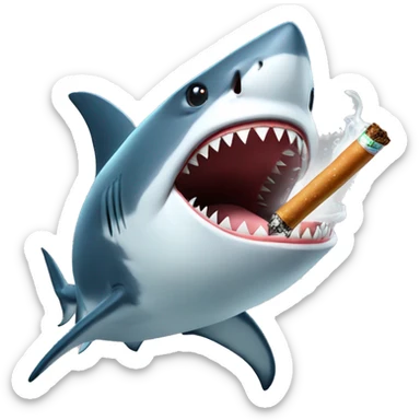 shark with sigarets in mouth sticker