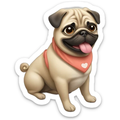 Pug in a beach smiling with heart eyes sticker