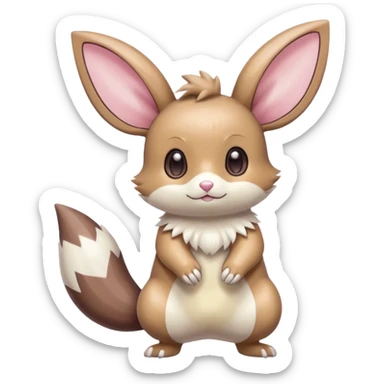 Kawaii Shiny Colorful Pastel Minccino-Furret-Emolga-Eevee-fusion Full Body sticker