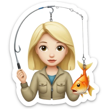 Blonde girl on a fishing hook sticker