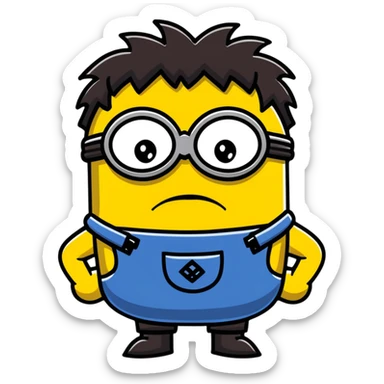 Angry minion with dark long black hair  sticker