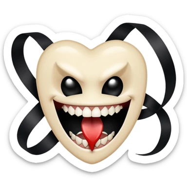 Sharp teeth biting into black silk ribbon, restrained desire sticker