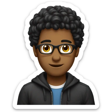 homem cabelo preto baixo usando um notebook sticker