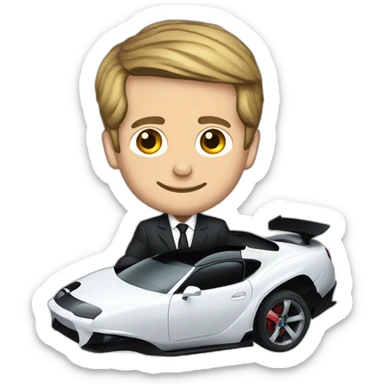 Emmanuel Macron in a Toyota Supra sticker