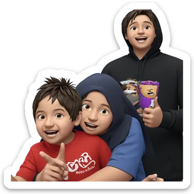 boys having fun together sticker