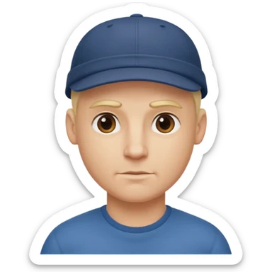 Homme fort blond chauve casquette sticker