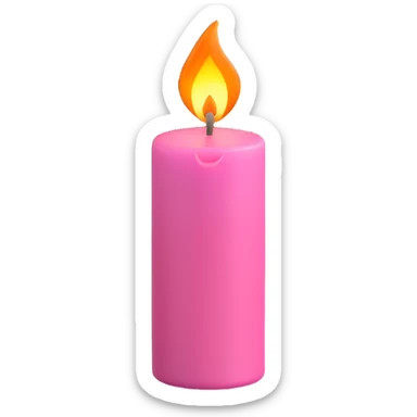 Draw a pink candle with a flame on it at an angle of 15 degrees from the vertical. sticker