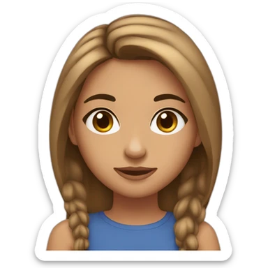 Girl with tan skin, mid length brown hair, bigish nose, long lashes and sorta eye bags sticker