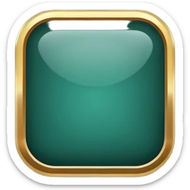Blank dark Jade and gold edged rounded square icon button sticker