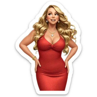 christmas beauty in red dress sticker
