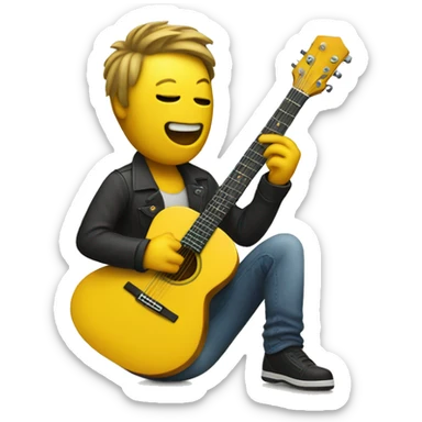 default yellow emoji playing the guitar sticker