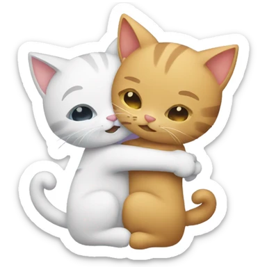 two cats hugging sticker
