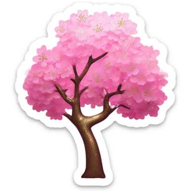 Pink ombre cherry blossom tree with glitter  sticker