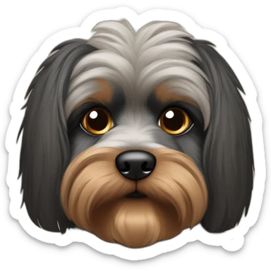 Perro peludo chico tipo yorki feo negro y café oscuro sticker