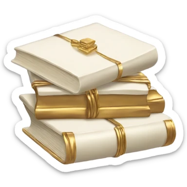 Ivory book stack gold accents  sticker
