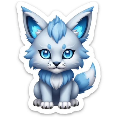 A blue fantasy-lynx-fakemon-creature-hybrid sticker