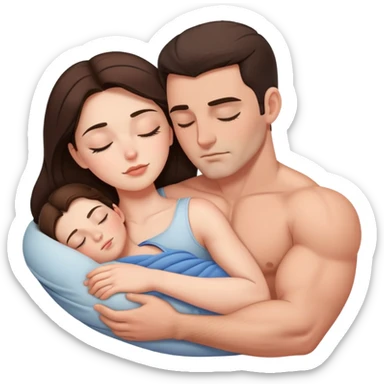 Brunette woman sleeping on white muscular man’s chest  sticker