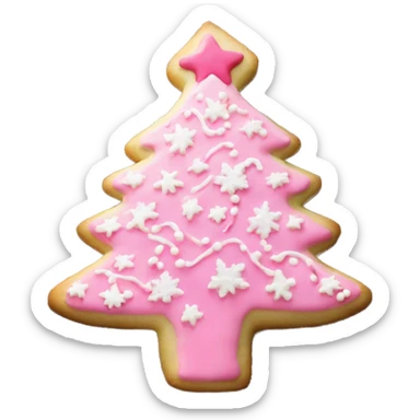 a pink christmas tree sugar cookie sticker