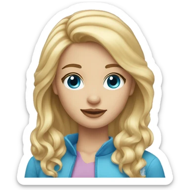 Medium lenght blonde hair girl with blue eyes sticker